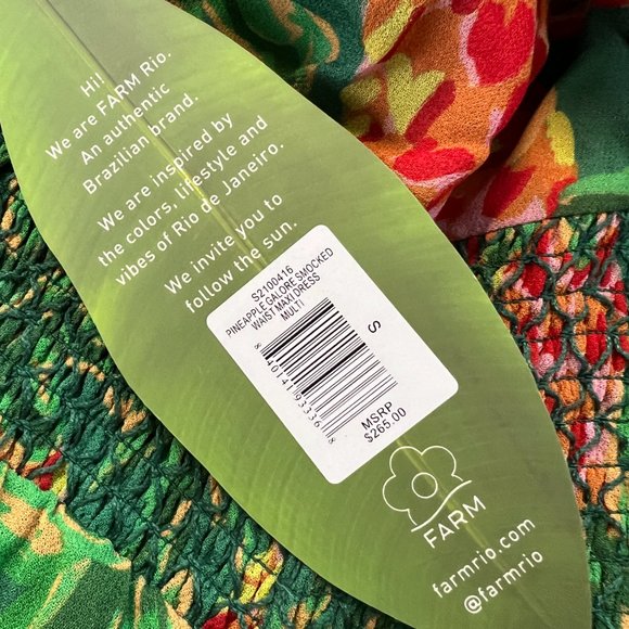 Farm Rio Pineapple Galore Smocked Waist Maxi Dress Small NWT - Picture 7 of 8